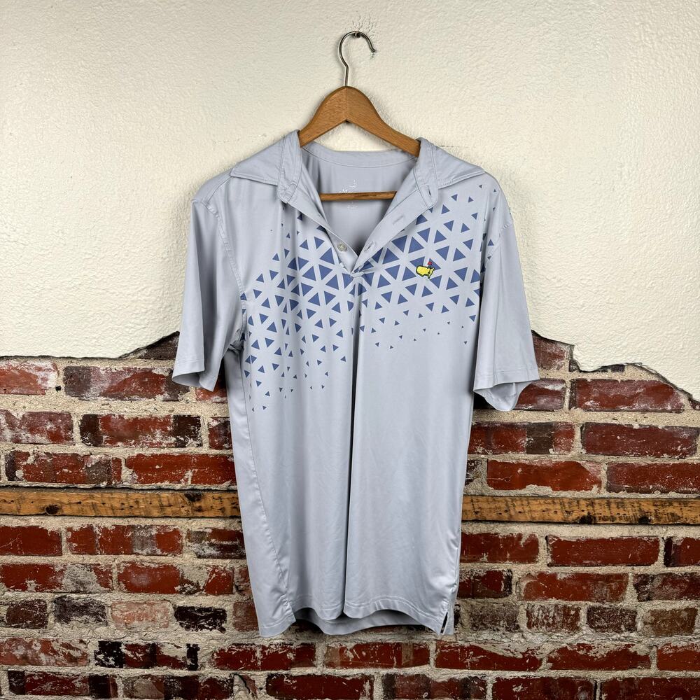 Masters Tech Shirt Size Small Blue Patterned Short Sleeve Polo Performance Golf